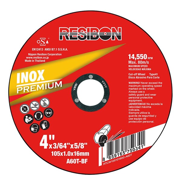 Regibbon 4 inches multipurpose steel pipe cutting stone 105×1 T×16 MM 50 sheets 1 box (255-0545)